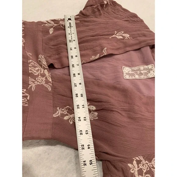 Sadie & Sage Womens Maxi Dress Small Mauve Cottagecore Floral Embroidered V-Neck - Picture 4 of 10